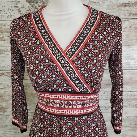 MAX STUDIO Geo Print 3/4 Sleeve Midi Dress - Picture 5 of 11